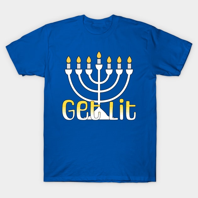 Get Lit - Hanukkah Menorah T-Shirt by Mey Designs